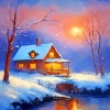 Aesthetic Farmhouse In The Snow Diamond Painting