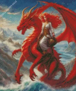 Aesthetic Female Red Dragon Diamond Painting