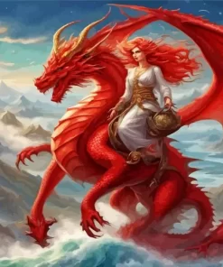 Aesthetic Female Red Dragon Diamond Painting