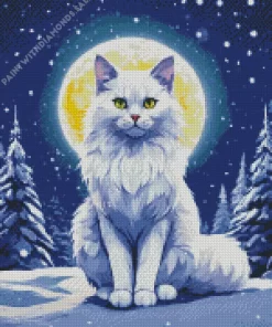 Aesthetic Full Moon And Cat Art Diamond Painting