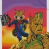 Aesthetic Groot Rocket Racoon Diamond Painting