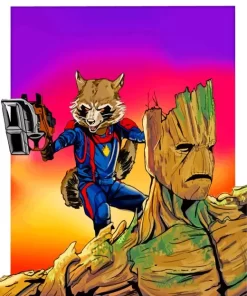 Aesthetic Groot Rocket Racoon Diamond Painting