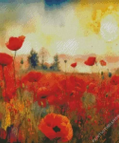 Aesthetic Red Poppy Flowers Diamond Painting