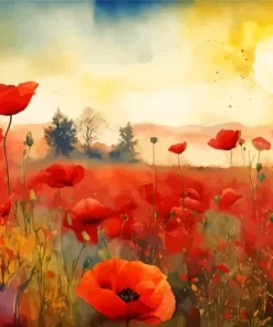 Aesthetic Red Poppy Flowers Diamond Painting