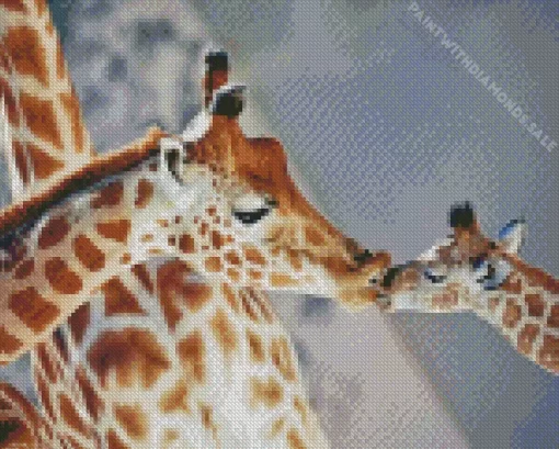 Baby And Mom Giraffe Diamond Painting