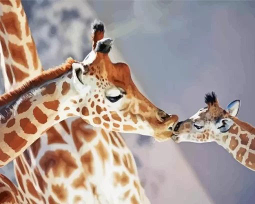 Baby And Mom Giraffe Diamond Painting