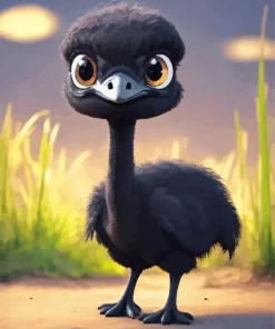 Black Baby Ostrich Diamond Painting