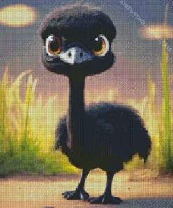 Black Baby Ostrich Diamond Painting