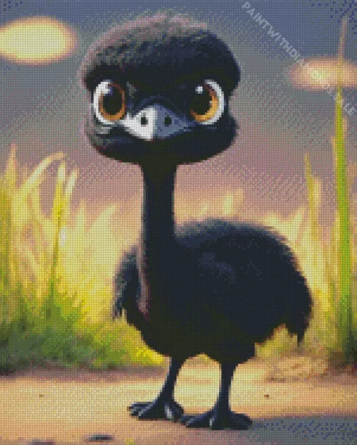 Black Baby Ostrich Diamond Painting