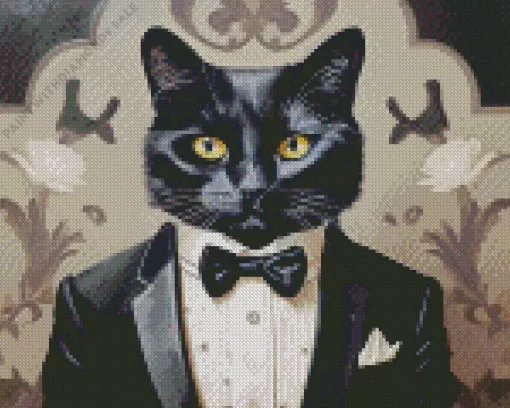 Black Tie Cat Diamond Painting