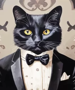 Black Tie Cat Diamond Painting