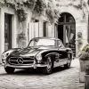 Black Vintage Mercedes 300 SL Diamond Painting