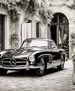 Black Vintage Mercedes 300 SL Diamond Painting