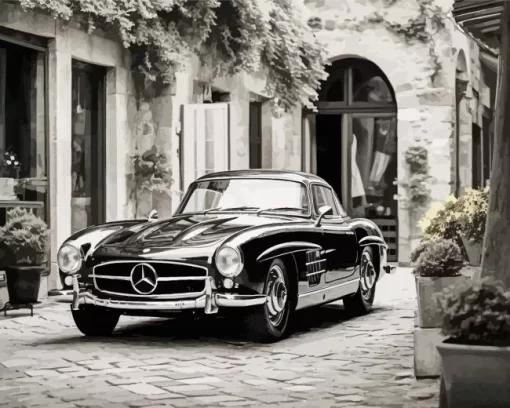 Black Vintage Mercedes 300 SL Diamond Painting