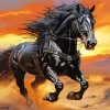 Black Western Horse Running Diamond Painting