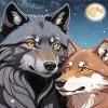 Black Wolf And Brown Wolf Couple Diamond Painting