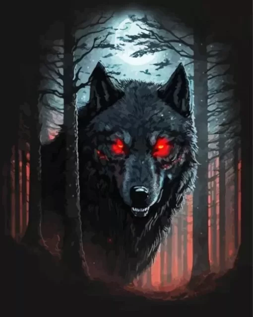 Black Wolf Evil Diamond Painting