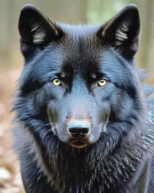 black wolf head Diamond Painting