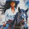 Black Woman Cowgirl On Horse Diamond Painting