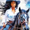 Black Woman Cowgirl On Horse Diamond Painting