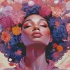 Black Woman Flowers Diamond Painting