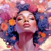 Black Woman Flowers Diamond Painting