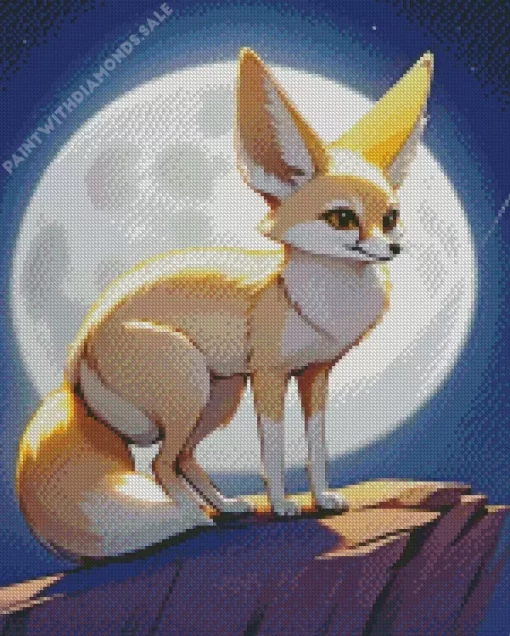 Blond Fox And Moon Diamond Painting