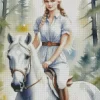 Blond Woman And Horse Diamond Painting