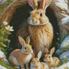 Blonde Bunnies Family Diamond Painting