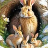 Blonde Bunnies Family Diamond Painting