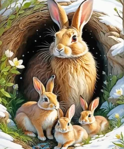 Blonde Bunnies Family Diamond Painting