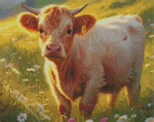 Blonde Cow Diamond Painting