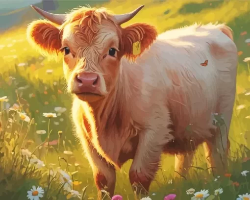 Blonde Cow Diamond Painting