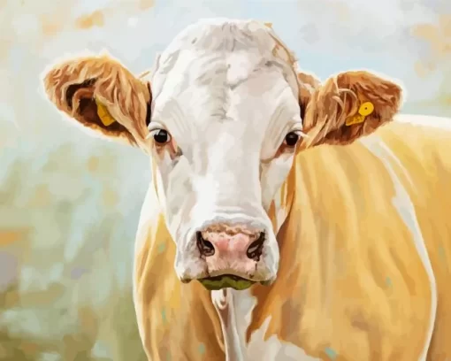 Blonde Cow Art Diamond Painting