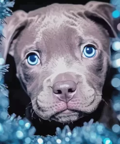 Blue Eyed Staffy Dog Diamond Painting