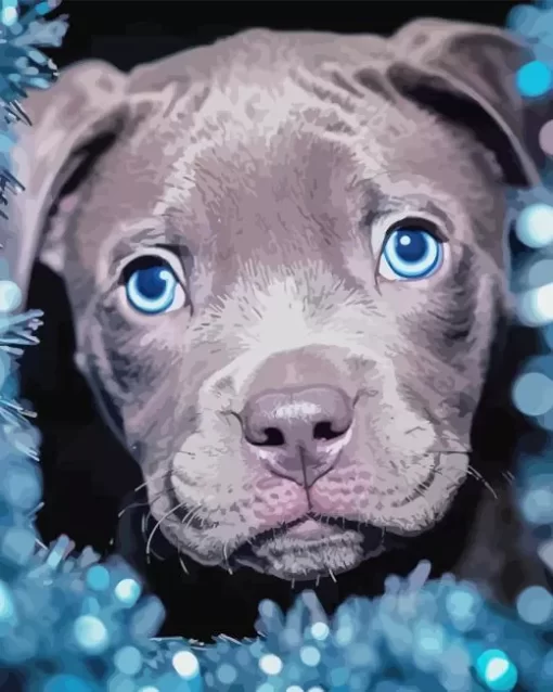 Blue Eyed Staffy Dog Diamond Painting