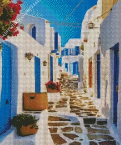 Blue Greek Street Diamond Painting