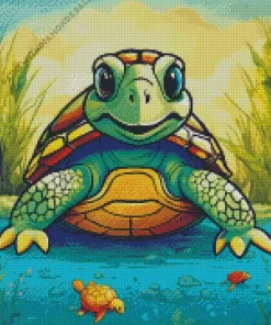 Cartoon Green Turtle Diamond Painting