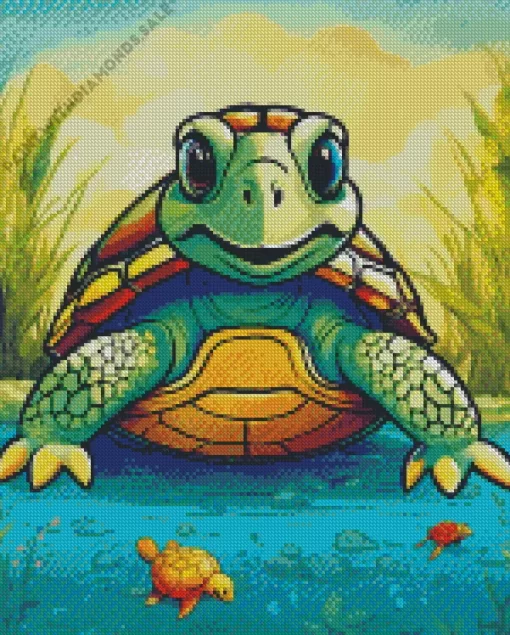 Cartoon Green Turtle Diamond Painting