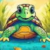 Cartoon Green Turtle Diamond Painting