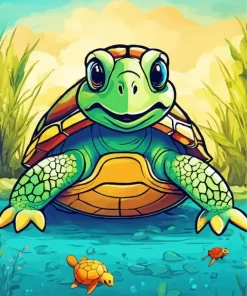 Cartoon Green Turtle Diamond Painting