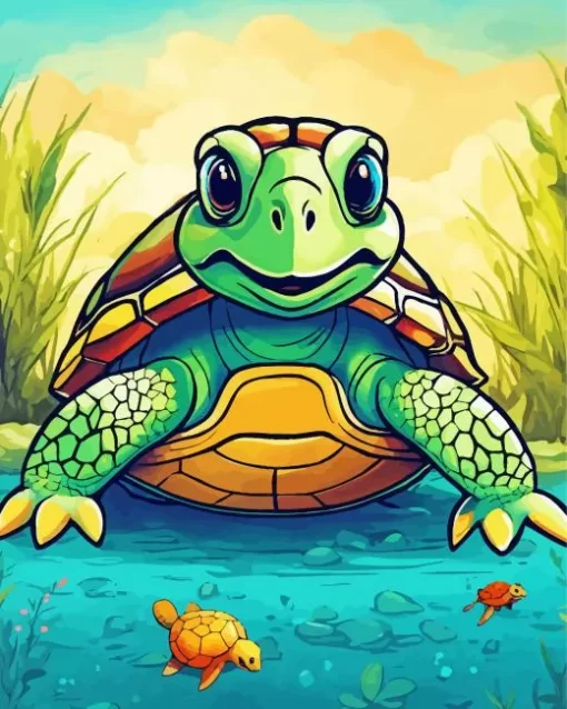 Cartoon Green Turtle Diamond Painting