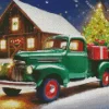 Christmas Green Farm Truck Diamond Painting