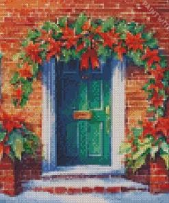 Christmas Green Front Door Art Diamond Painting