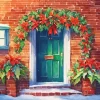 Christmas Green Front Door Art Diamond Painting