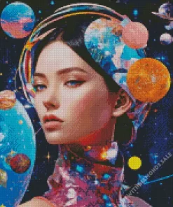 Cool Face With Planets Art Diamond Painting