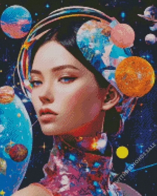 Cool Face With Planets Art Diamond Painting