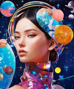 Cool Face With Planets Art Diamond Painting