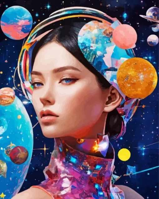 Cool Face With Planets Art Diamond Painting