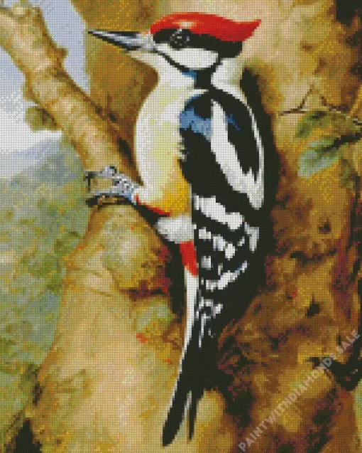 Cool Great Spotted Woodpecker Diamond Painting